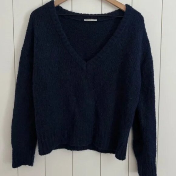 Reformation Navy V-Neck Sweater - Picture 1 of 4